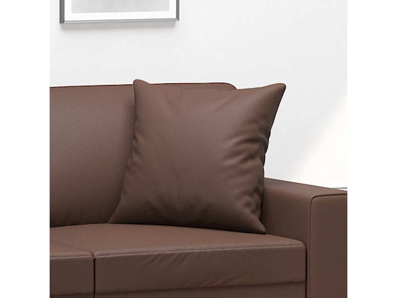 Lot de 2 coussins décoratifs marron 40x40 cm similicuir cf60875  - Conforama E