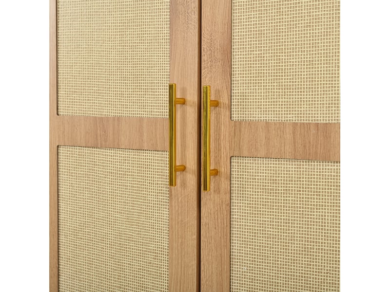  Buffet haut,76x40x179,5 cm,led pilotée par application,mdf,naturel  - Conforama E
