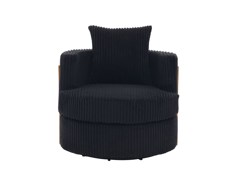 Lot de 2 fauteuils 1 place - 76 x 79 x 78 cm - fauteuils tournants 360° en cord avec coffre de rangement et coussins - noir - Conforama A