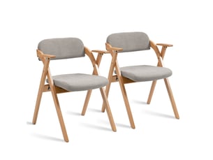 Lot de 2 chaises de salle à manger pliantes avec accoudoirs 52.5x60x79 cm bois gris