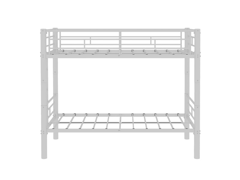  Lit superposé métal 90x190-lit superposé séparable-2 lits simples robustes-échelle antidérapante et garde-corps-196x103x156cm-blanc  - Conforama A