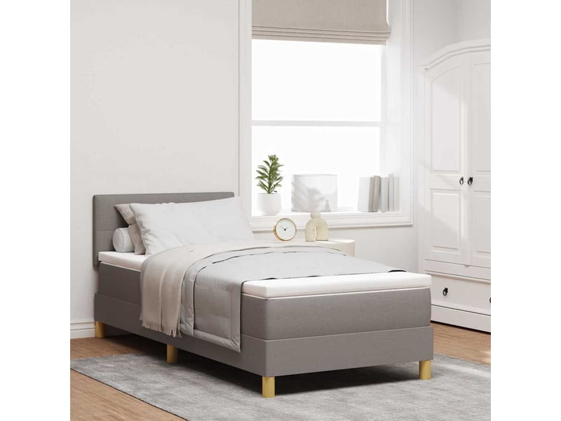  Lit simple, lit à ressorts avec coussin taupe 80 x 200 cm tissu  - Conforama B