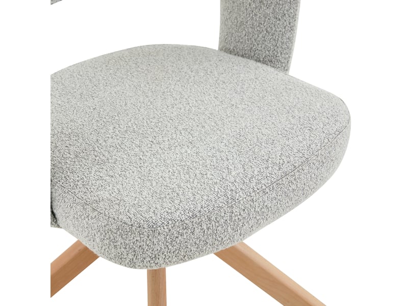  Lot de 2 chaises pivotantes 81,5 cm, couleur bois+gris clair, rotation 360°, dossier courbé, pour salle à manger, tissu  - Conforama D