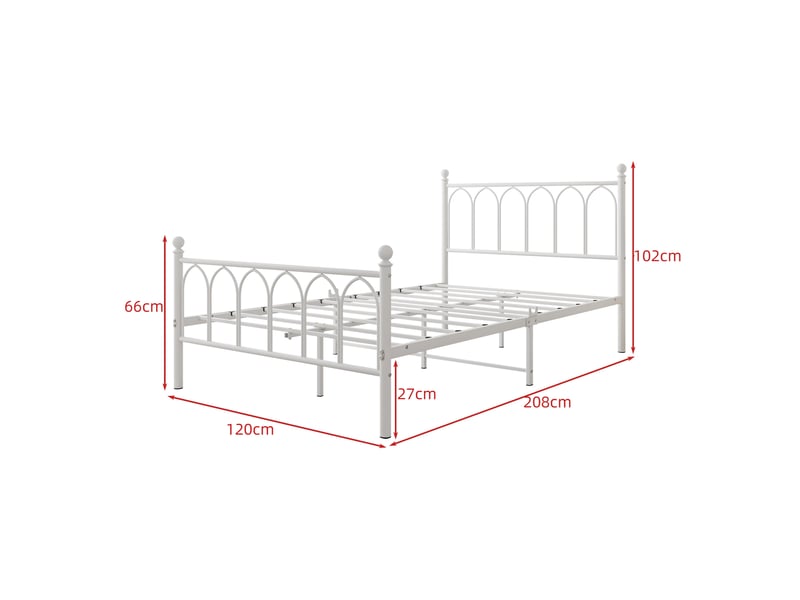  Lit métal 120 × 200 cm 1 place avec led réglable, usb, prise électrique et rangement, sans matelas, blanc  - Conforama D
