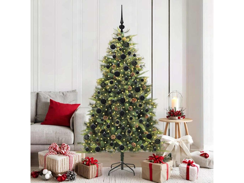 Sapin de noël artificiel, arbre de noël avec branches pliables et cônes 180 cm shl4056 - Conforama B