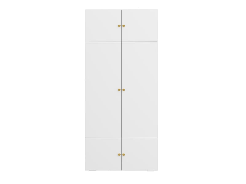 Armoire haute à portes battantes, avec 1 tringle et 5 compartiments de rangement, 90 × 50 × 200 cm, blanc - Conforama A