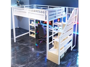 Lit mezzanine 140x200 cm <strong></strong>  <strong></strong> coloris blanc