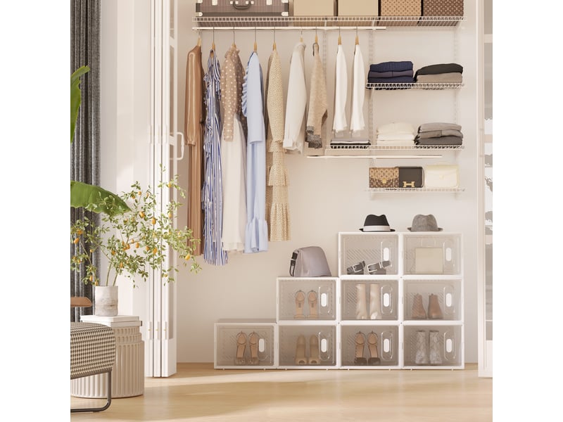  Lot de 8 boites cubes rangement à chaussures modulable avec portes transparentes - 25 x 35 x 19 cm  - Conforama D