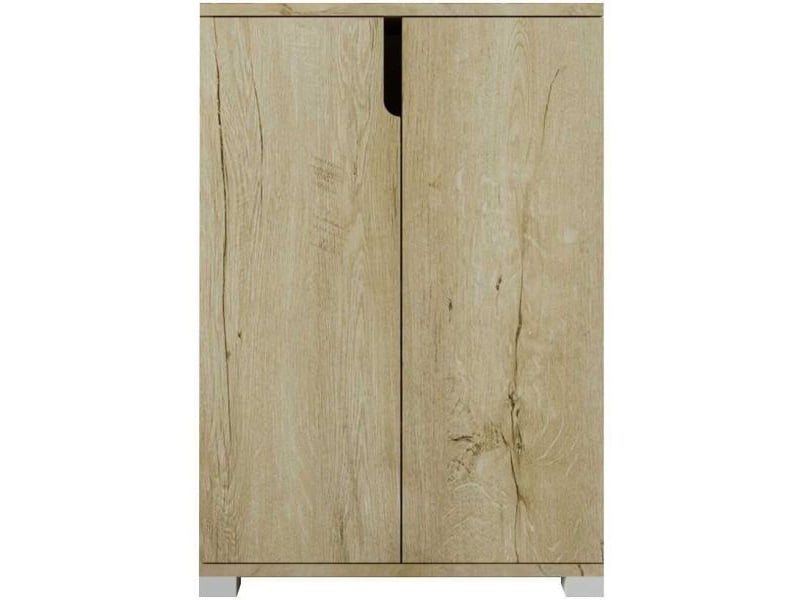  Meuble à chaussures 2 portes en aggloméré venedik chêne  - Conforama D