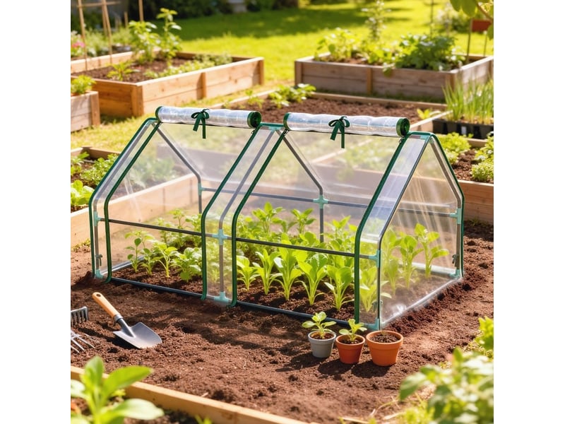  Serre de jardin 180x90x90 cm avec portes enroulables en métal transparent  - Conforama B