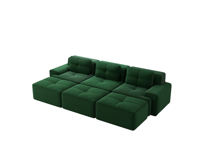  Canapé d'angle, canapé convertible — vert, en velours tricoté, 3 places, sans cadre  - Conforama W