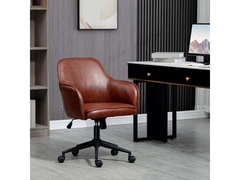  Chaise de bureau marron aspect similicuir avec bascule et hauteur réglable  - Conforama B