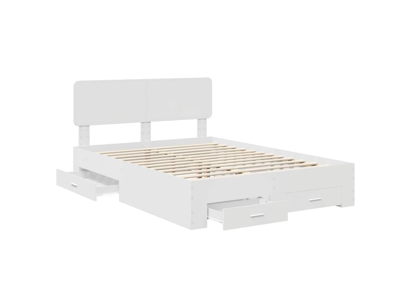  Lit double- lit adulte -  cadre de lit avec tiroir blanc 160 x 200 cm bois d'ingénierie  - Conforama D
