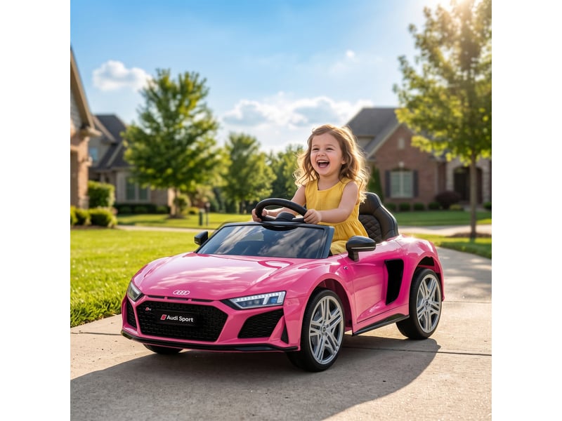  Voiture électrique pour enfants audi r8 12v avec télécommande rose  - Conforama C