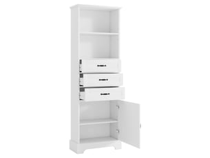 Meuble de salle de bain 1 porte 3 tiroirs en mdf blanc 56 x 25.6 x 167 cm