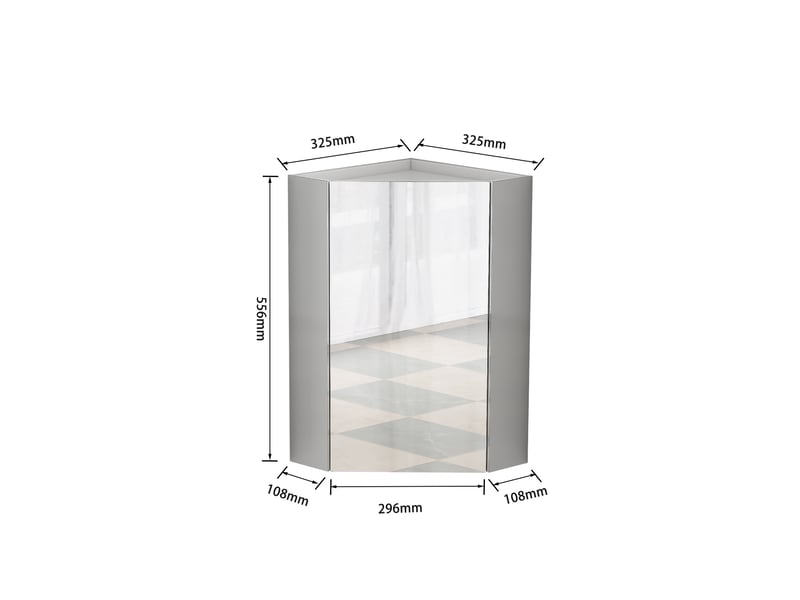 Meuble miroir d’angle mural 3 miroirs, étagères plantes, blanc, sans montage  - Conforama C