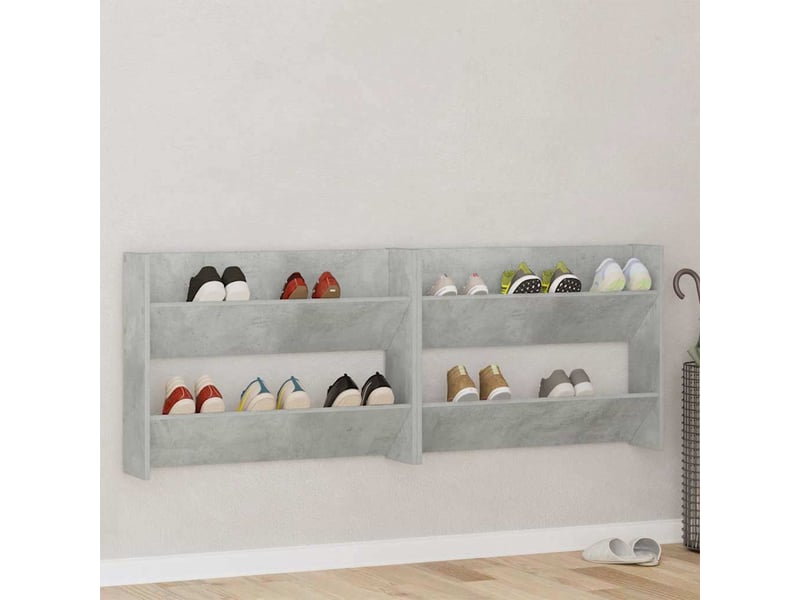  Armoires à chaussures murales 2 pcs gris béton 80x18x60 cm  - Conforama C