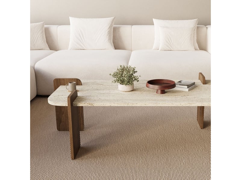  Tavolino da salotto rettangolare design moderno leapiri - beige  - Conforama E