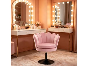 Fauteuil fixe pivotant  <strong>OKMYHOME</strong> <strong></strong> Velours rose vendu A l'unité