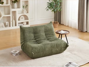 Canapé droit style togo en chenille, 2 places, sol sans accoudoirs, mousse à mémoire, 83x127x99 cm, vert