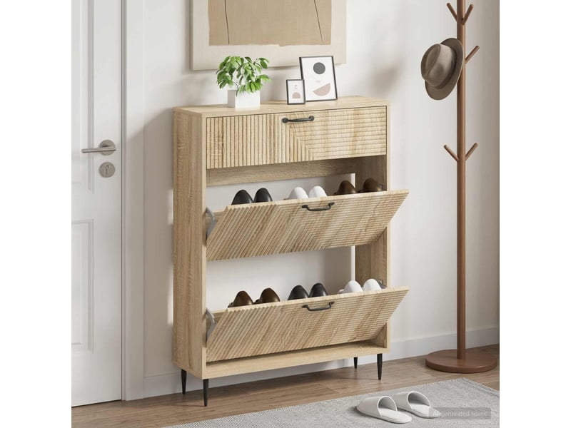  Meuble à chaussures, armoire à chaussures haarlem 78x24x103 cm bois d'ingénierie shl7192  - Conforama B