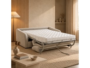 Canapé 3 places convertible en tissu beige