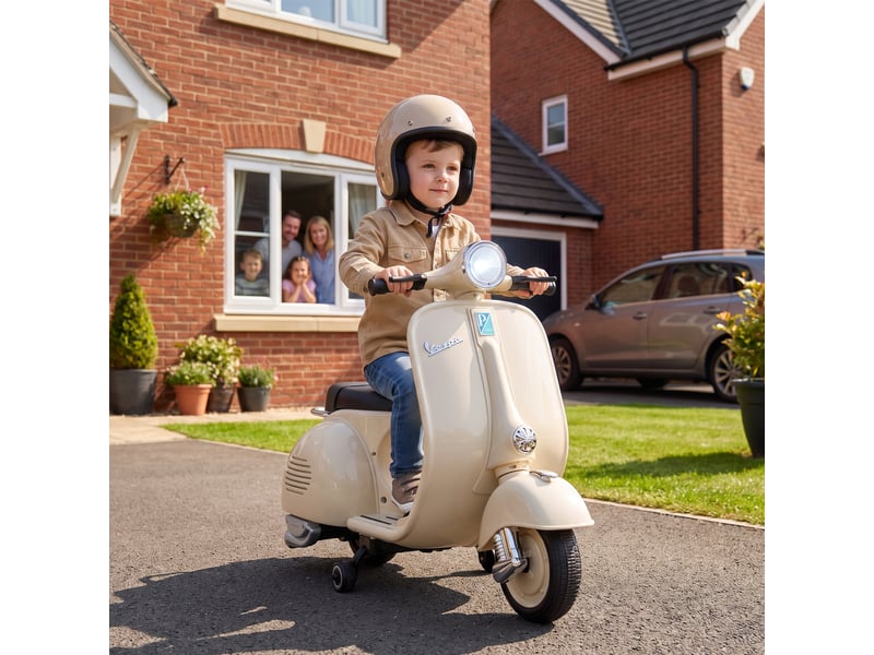 Moto électrique pour enfants vespa 6v, batterie au lithium blanche - Conforama D