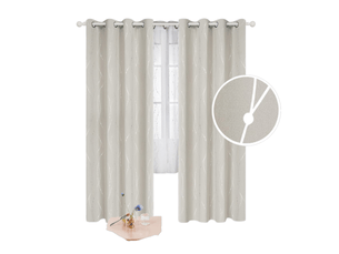 Rideaux occultants deux pièces, rideaux isolants thermiques, résistants au froid, 137*168cm, avec imprimé œillets et pois argentés, beige clair