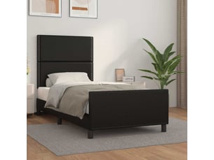Lit adulte, lit simple, cadre de lit sans matelas noir 100x200cm similicuir cf15131