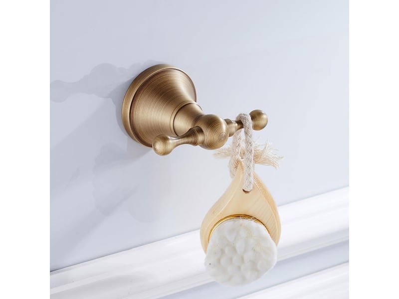  Crochet mural laiton brossé antique – double, pour serviettes, vêtements, salle de bain, cuisine, orange  - Conforama C