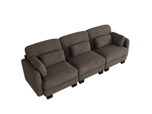 Canapé droit compressé fixe MODFU  3 places Tissu Marron