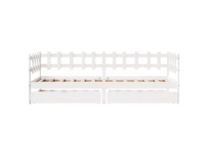  Lit simple- lit adulte -  lit de jour et tiroirs sans matelas blanc 90x190 cm bois massif  - Conforama C