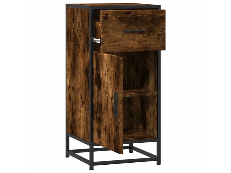  Buffet - bahut - meuble de rangement chêne fumé 35,5x35x76 cm bois d'ingénierie et métal  - Conforama E