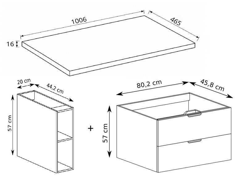  Meuble sous vasque suspendu avec étagère et plan 2t novo l.100 cm effet chêne hikora  - Conforama C