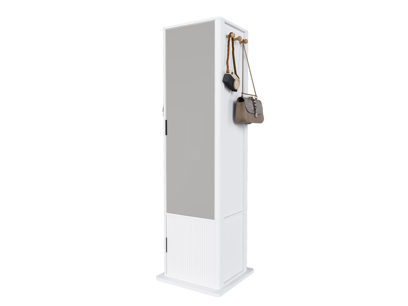  Armoire à bijoux pivotante à 360° avec miroir psyché, rangements et crochets, blanche  - Conforama A
