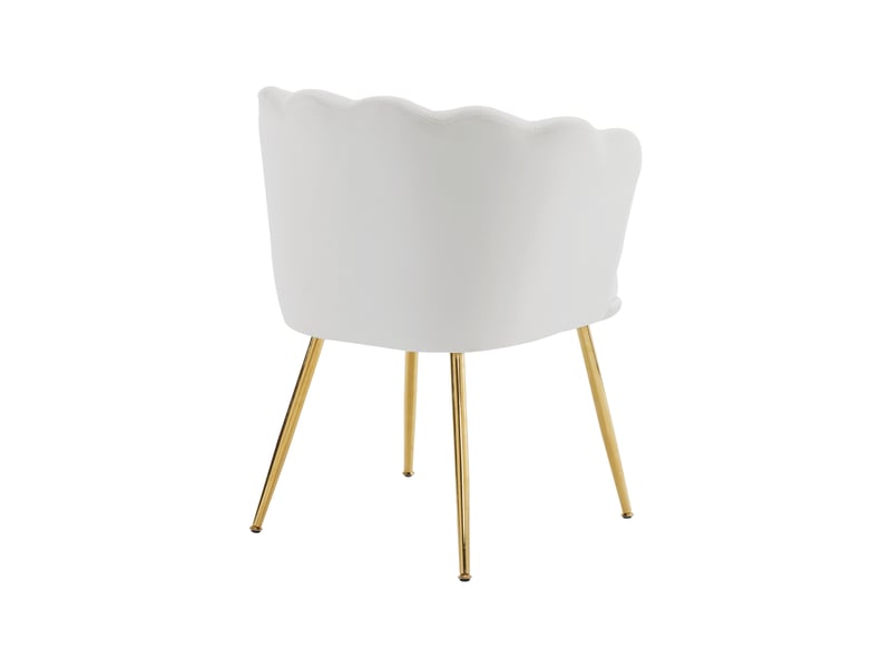  Lot de 2 fauteuils modernes en velours, dossier pétale, pieds métal doré et coussins papillon  - Conforama D
