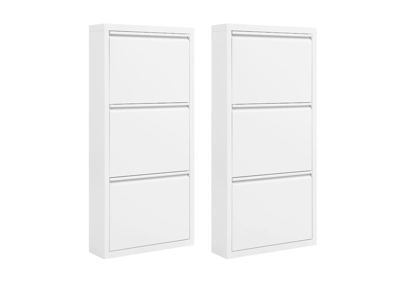  Meuble à chaussures en métal blanc 50x15x106 cm lot de 2  - Conforama A