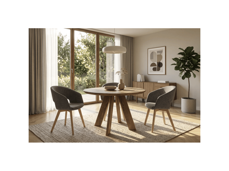 Table de salle à manger ronde elya 100 cm en bois de manguier massif – 4 places - Conforama D