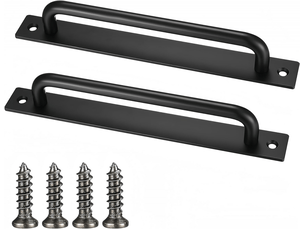 2 poignées pour porte coulissante de grange, pour grange, porte en bois, jardin extérieur, armoire (noir, 180 mm)