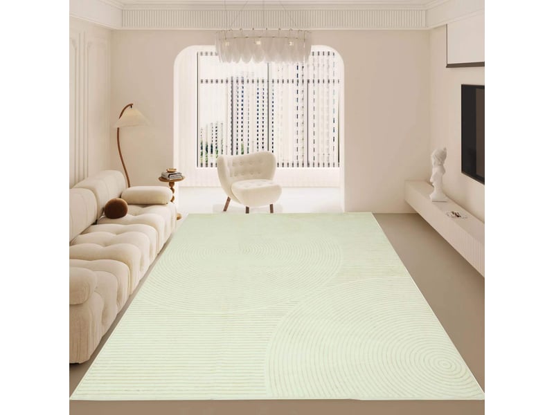  Tapis de salon motifs géométriques à poils courts haute densité – vert et beige, 150x200 cm  - Conforama B