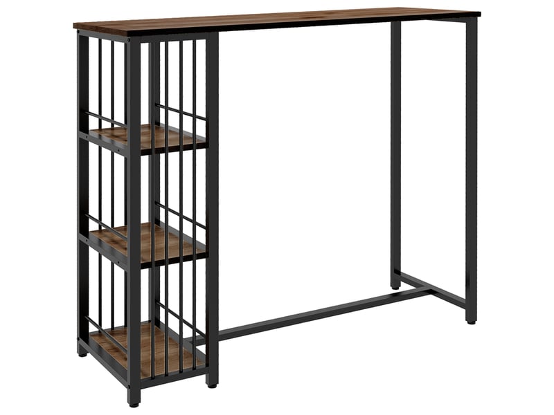  Table haute de cuisine à 3 étagères, table de bar haute pour 2 personnes, pieds en acier pour salon, 120 x 40 x 105 cm, marron et noir  - Conforama B