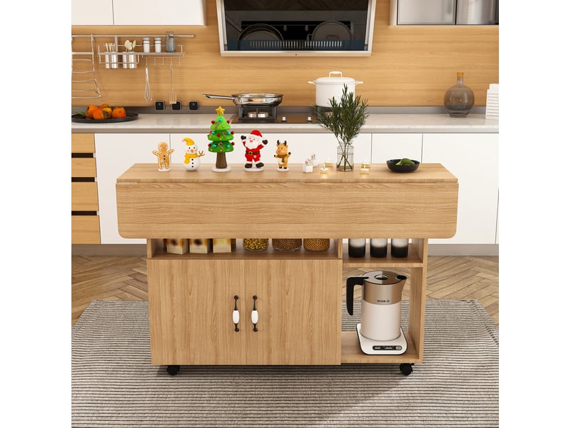 Table à manger pliante mobile 110x70x80 cm mdf coloris chêne clair - Conforama D
