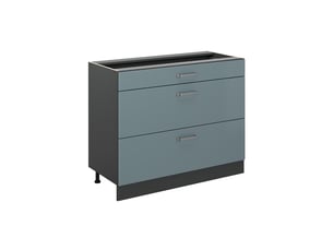 Vicco meuble cuisine, bleu-grisanthracite, 100cm sans plan de travail