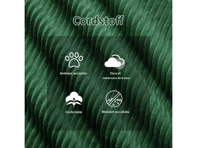  Canapé modulable 4 places en velours côtelé vert W3325S00158 - Conforama D