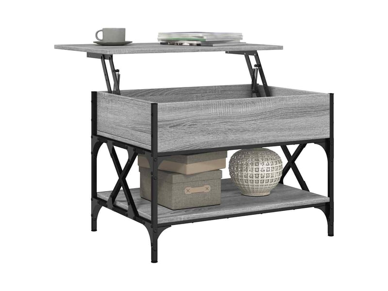  Table basse - table de salon - table à thé sonoma gris 70x50x50 cm bois d'ingénierie et métal  - Conforama D