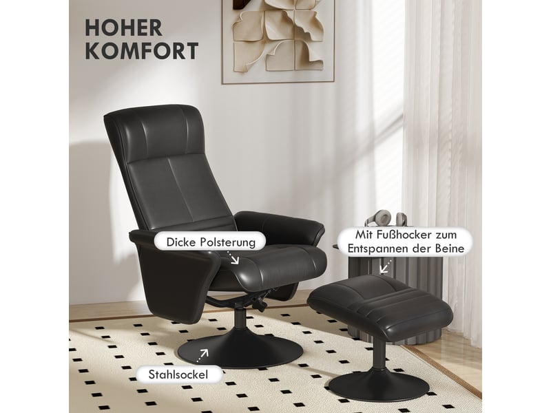  Ensemble 2 pièces : fauteuil relax tv pivotant 360° + pouf, microfibre, inclinable 135°  - Conforama B