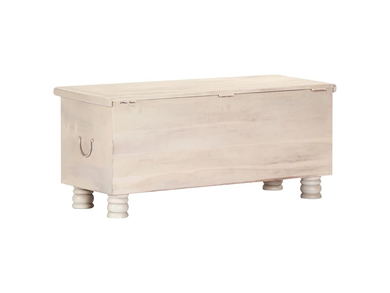  Boîte de rangement, coffre de rangement blanc 110x40x45 cm bois d'acacia massif  - Conforama E
