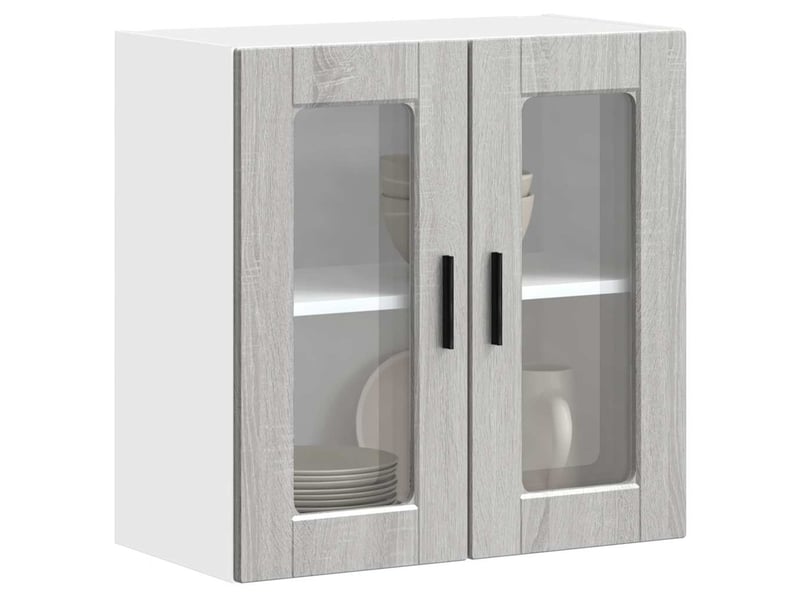  Armoire murale de cuisine avec porte en verre porto sonoma gris shl3428  - Conforama D