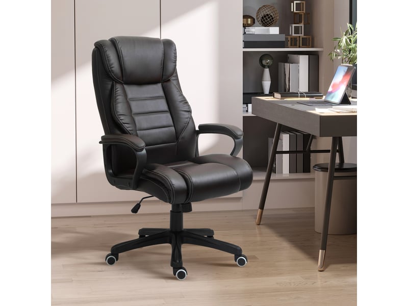  Fauteuil de bureau avec fonction massage, fauteuil de direction réglable en hauteur, fauteuil pivotant ergonomique, 6 points de vibration, marron  - Conforama C
