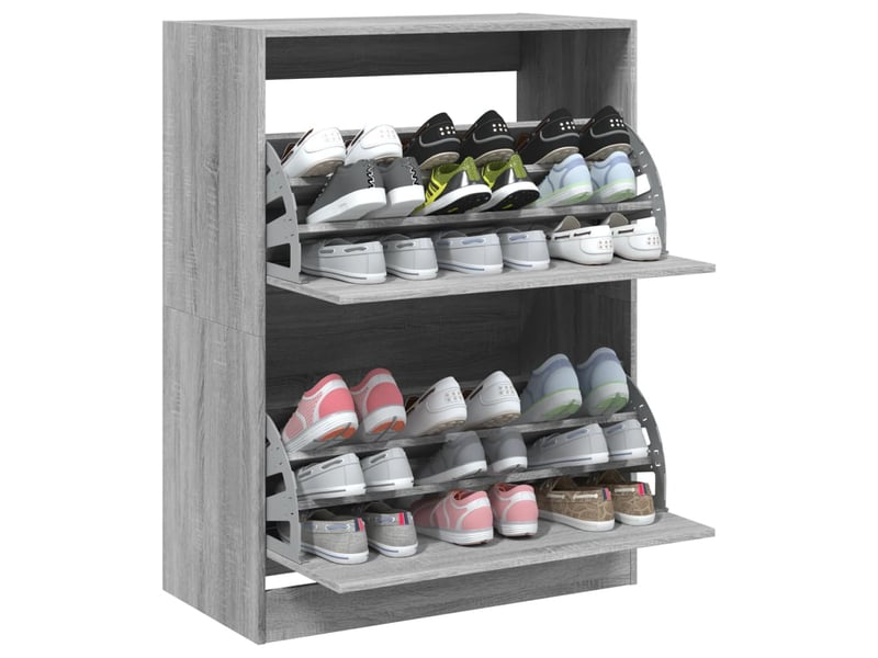  Meuble à chaussure | armoire à chaussures 2 tiroirs rabattables sonoma gris shl4808  - Conforama D